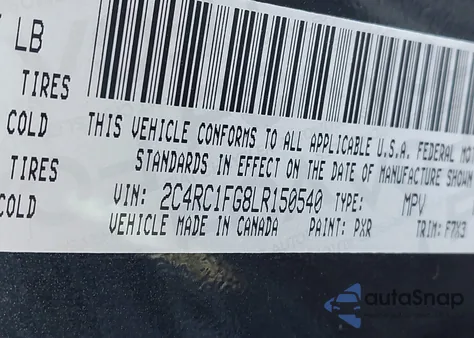 2020 Chrysler Pacifica Touring from USA, damaged, VIN 2C4RC1FG8LR150540